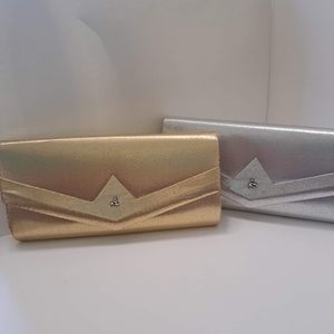 Set of Gold and Silver Formal Envelope Clutch Purse